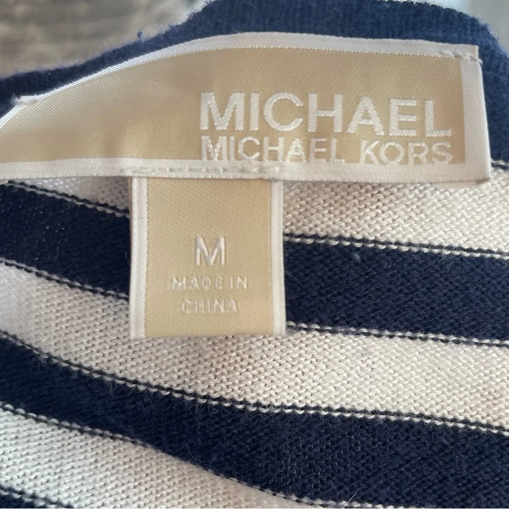 Michael Kors Navy and White Striped Long Sleeve Top - Picture 4 of 7